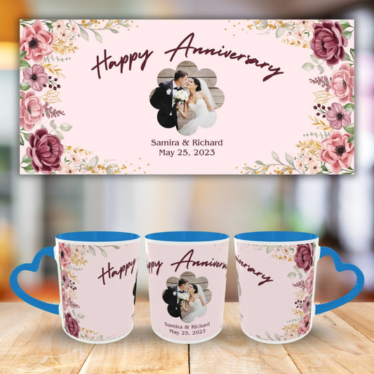 Customized Coffee Mugs For Couple in Blue ( anniversary )
