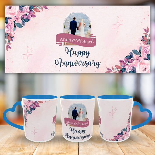 Customized Coffee Mugs For Couple in Blue ( anniversary )