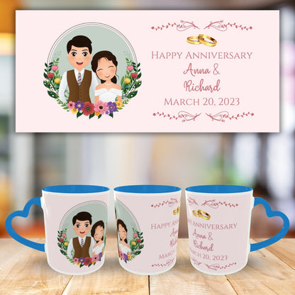 Customized Coffee Mugs For Couple in Blue ( anniversary )