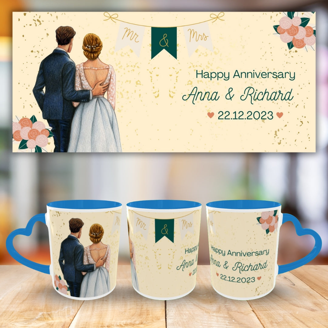 Customized Coffee Mugs For Couple in Blue ( anniversary )