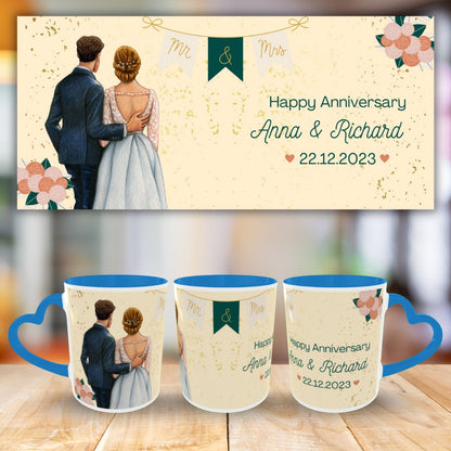 Customized Coffee Mugs For Couple in Blue ( anniversary )