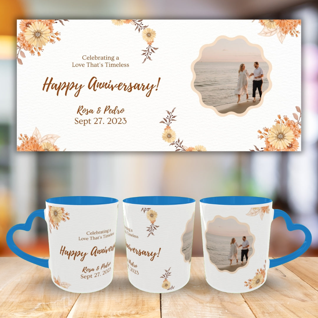 Customized Coffee Mugs For Couple in Blue ( anniversary )