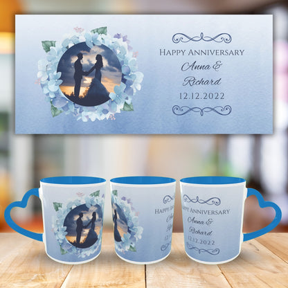 Customized Coffee Mugs For Couple in Blue ( anniversary )