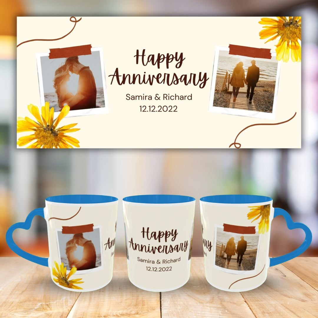 Customized Coffee Mugs For Couple in Blue ( anniversary )