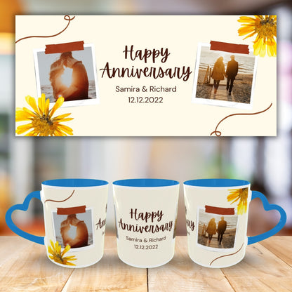 Customized Coffee Mugs For Couple in Blue ( anniversary )