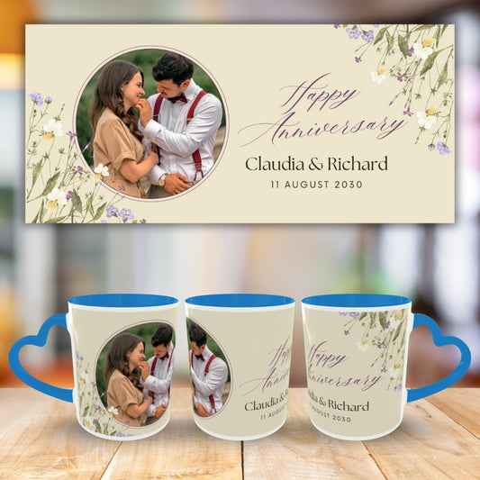 Customized Coffee Mugs For Couple in Blue ( anniversary )