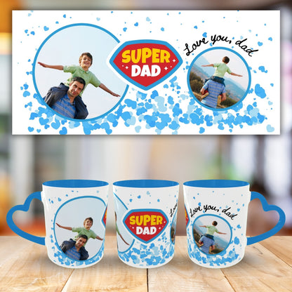 Customized Coffee Mugs For Dad in Blue ( Your Super Hero )