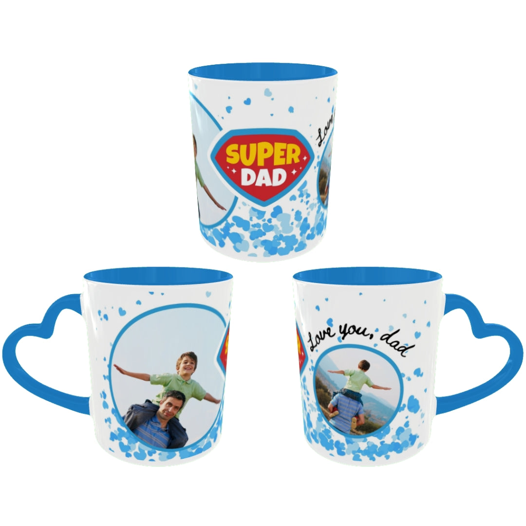 Customized Coffee Mugs For Dad in Blue ( Your Super Hero )