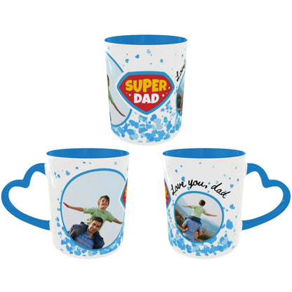 Customized Coffee Mugs For Dad in Blue ( Your Super Hero )
