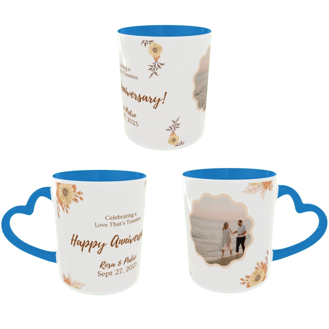 Customized Coffee Mugs For Couple in Blue ( anniversary )