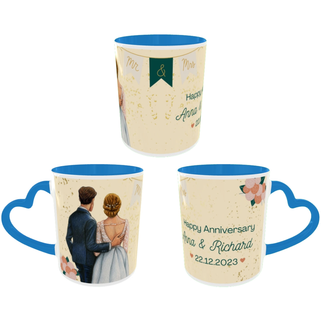 Customized Coffee Mugs For Couple in Blue ( anniversary )