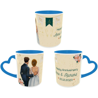 Customized Coffee Mugs For Couple in Blue ( anniversary )