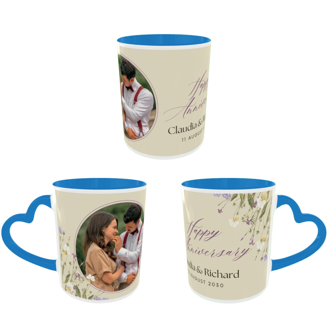 Customized Coffee Mugs For Couple in Blue ( anniversary )
