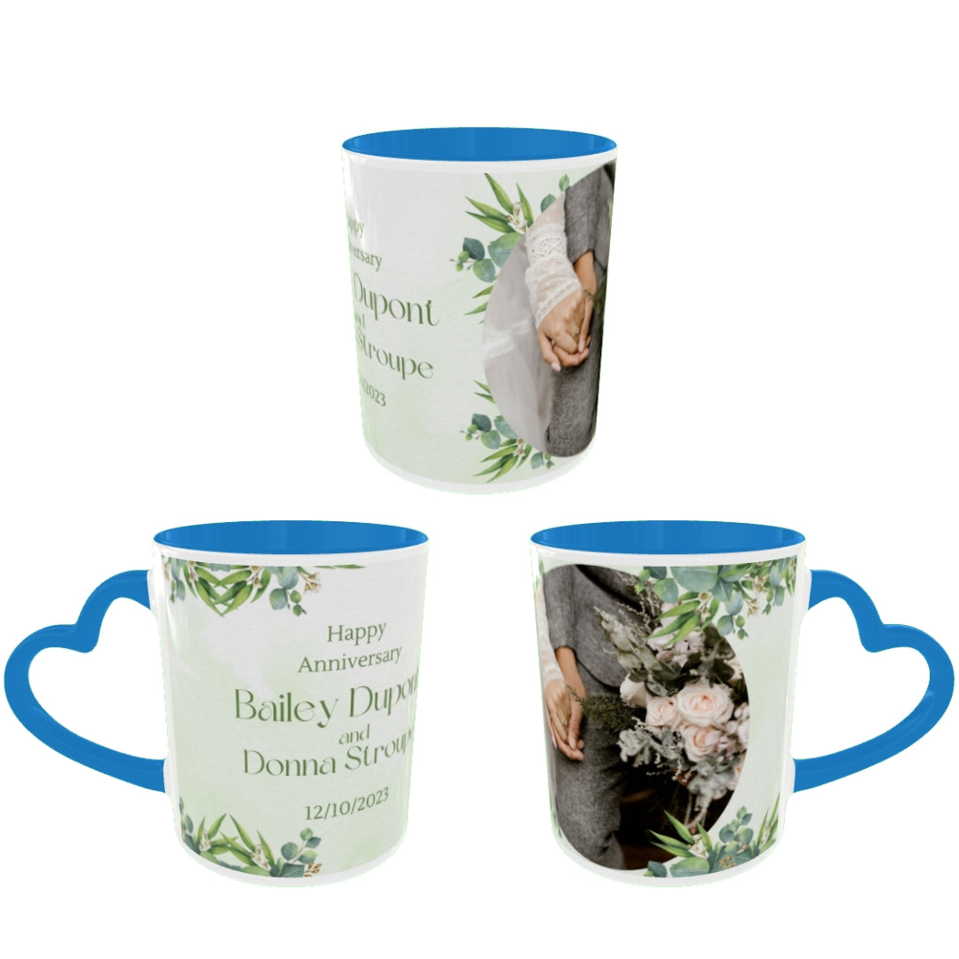 Customized Coffee Mugs For Couple in Blue ( anniversary )