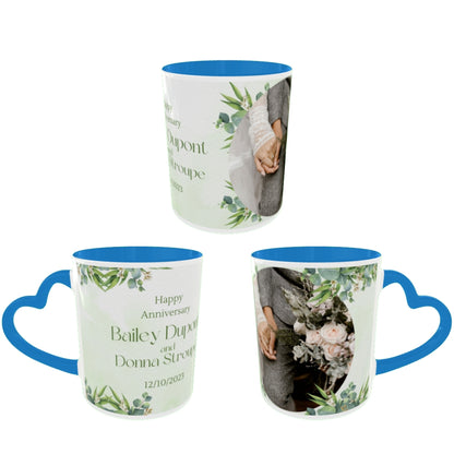 Customized Coffee Mugs For Couple in Blue ( anniversary )
