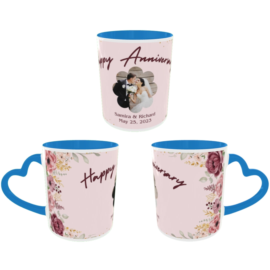 Customized Coffee Mugs For Couple in Blue ( anniversary )