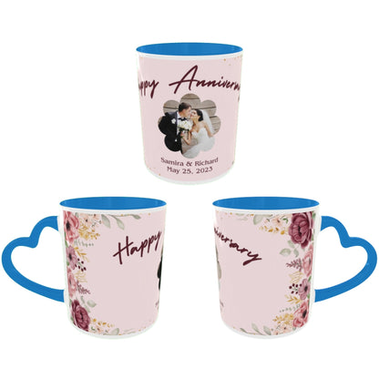 Customized Coffee Mugs For Couple in Blue ( anniversary )