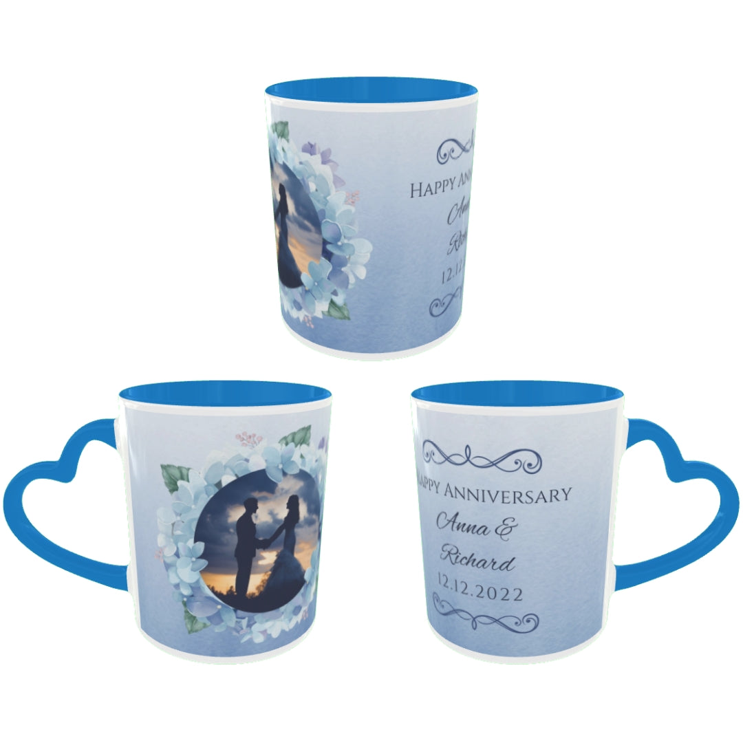 Customized Coffee Mugs For Couple in Blue ( anniversary )