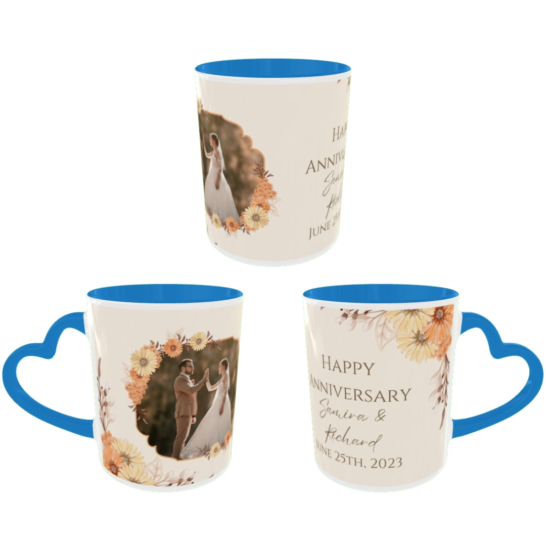 Customized Coffee Mugs For Couple in Blue ( anniversary )
