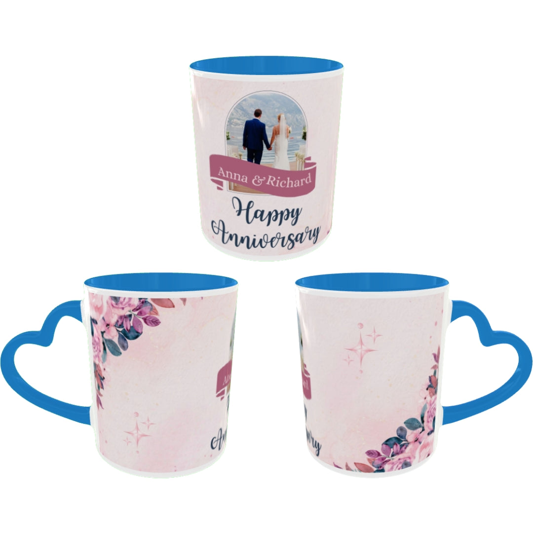 Customized Coffee Mugs For Couple in Blue ( anniversary )