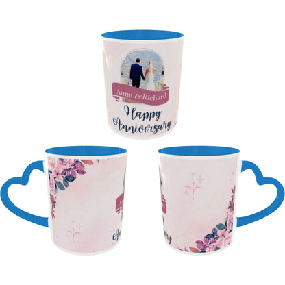 Customized Coffee Mugs For Couple in Blue ( anniversary )