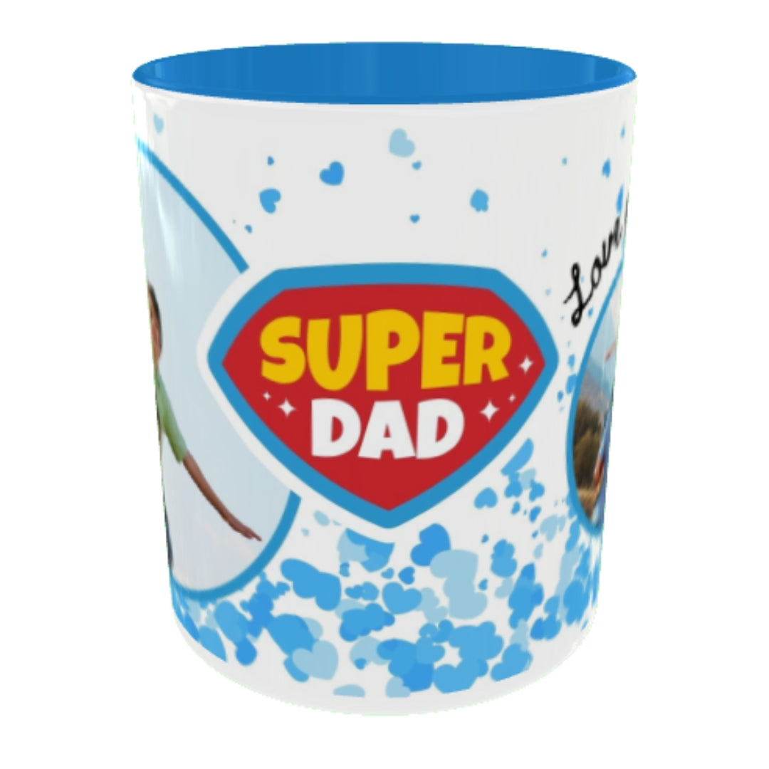Customized Coffee Mugs For Dad in Blue ( Your Super Hero )