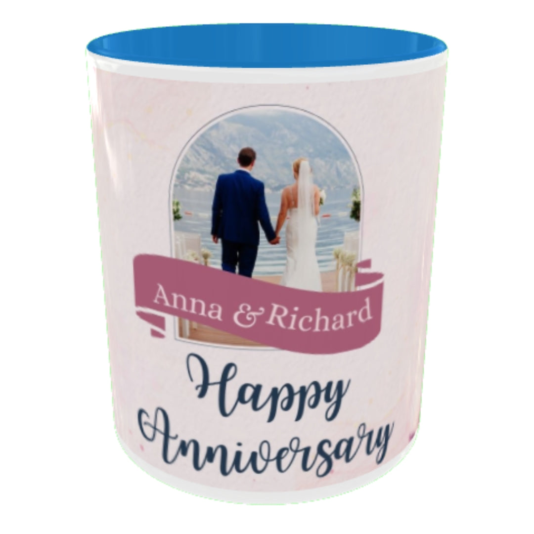 Customized Coffee Mugs For Couple in Blue ( anniversary )