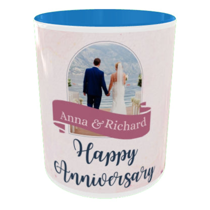 Customized Coffee Mugs For Couple in Blue ( anniversary )