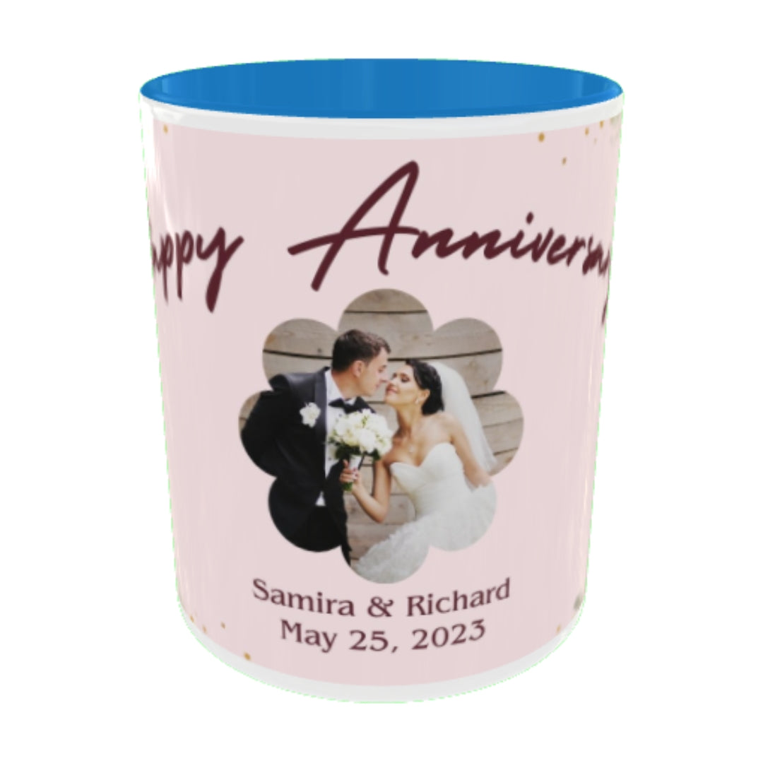 Customized Coffee Mugs For Couple in Blue ( anniversary )