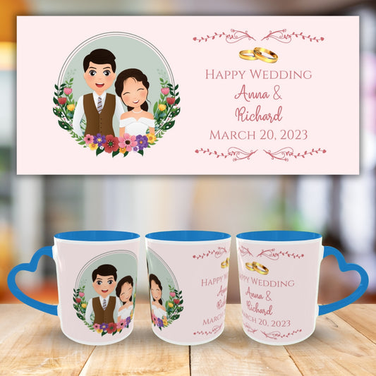 Customized Coffee Mugs in Blue ( Wedding Gift For Couple )