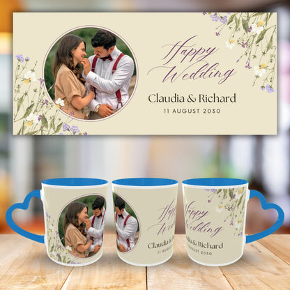 Customized Coffee Mugs in Blue ( Wedding Gift For Couple )
