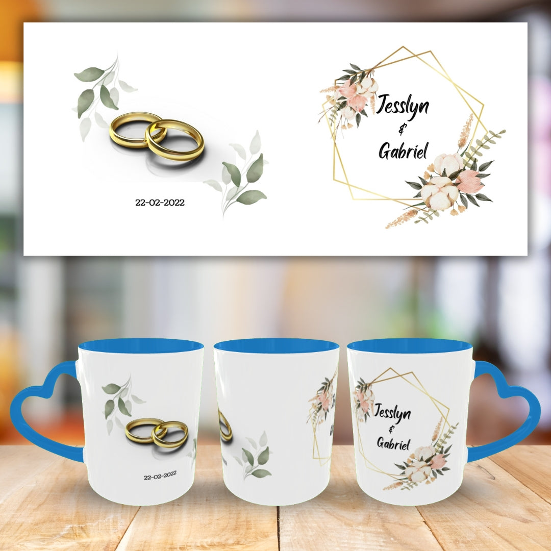 Customized Coffee Mugs in Blue ( Wedding Gift For Couple )