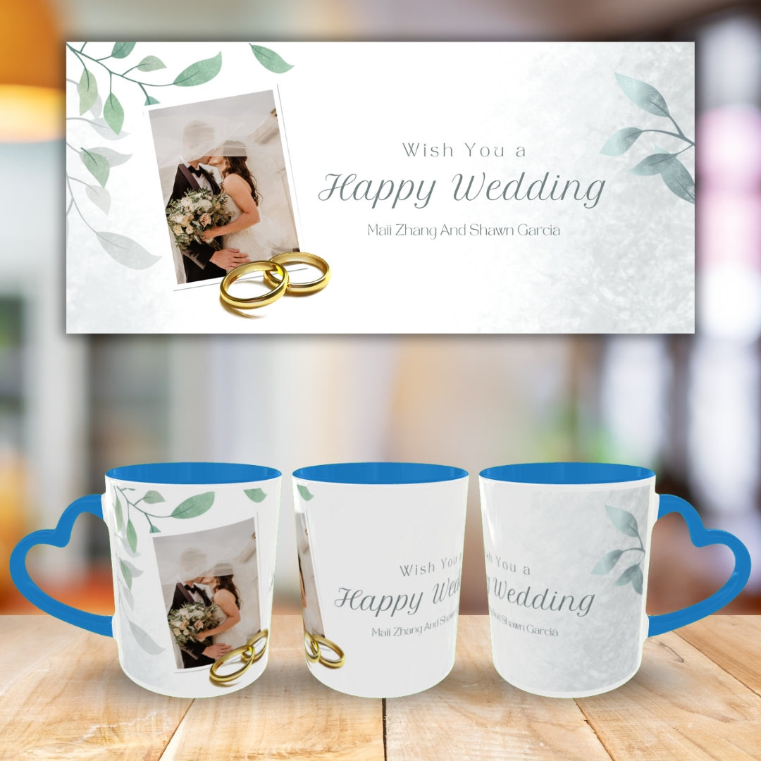 Customized Coffee Mugs in Blue ( Wedding Gift For Couple )