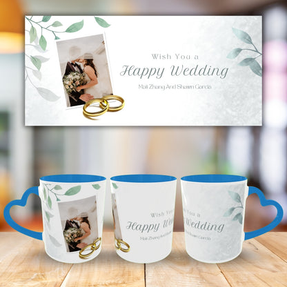 Customized Coffee Mugs in Blue ( Wedding Gift For Couple )