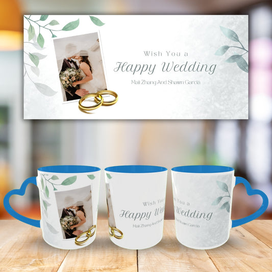 Customized Coffee Mugs in Blue ( Wedding Gift For Couple )