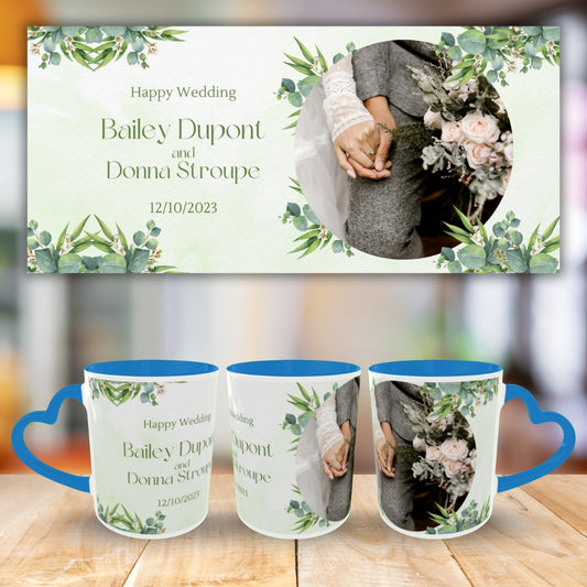 Customized Coffee Mugs in Blue ( Wedding Gift For Couple )