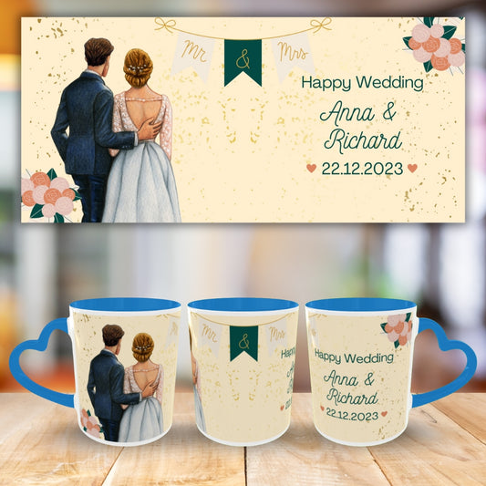 Customized Coffee Mugs in Blue ( Wedding Gift For Couple )
