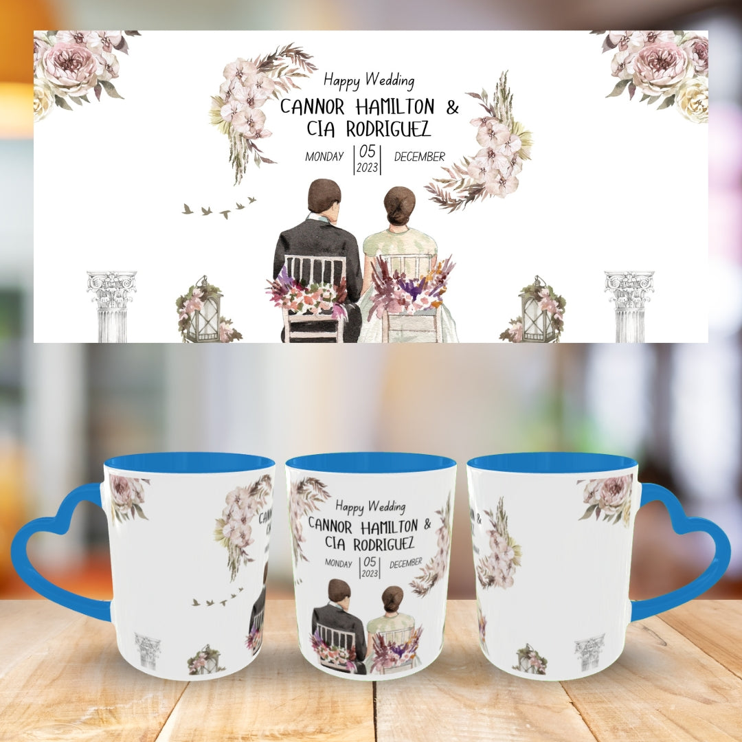 Customized Coffee Mugs in Blue ( Wedding Gift For Couple )