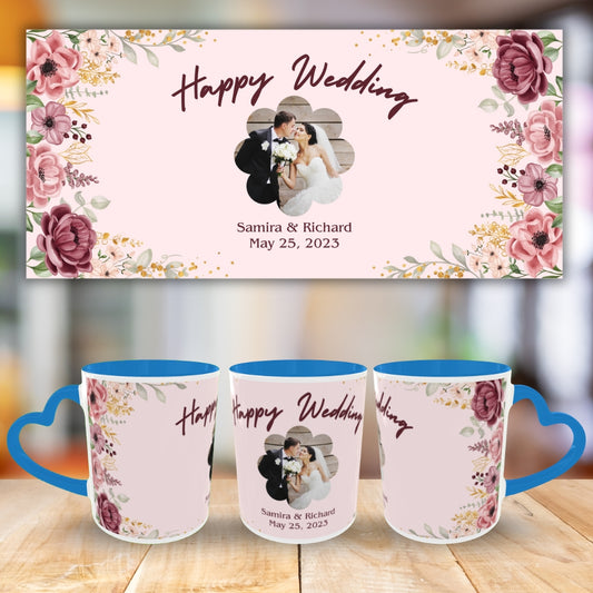 Customized Coffee Mugs in Blue ( Wedding Gift For Couple )