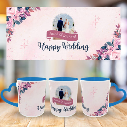Customized Coffee Mugs in Blue ( Wedding Gift For Couple )