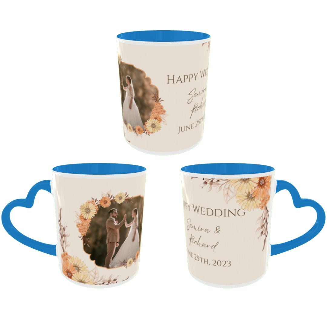 Customized Coffee Mugs in Blue ( Wedding Gift For Couple )