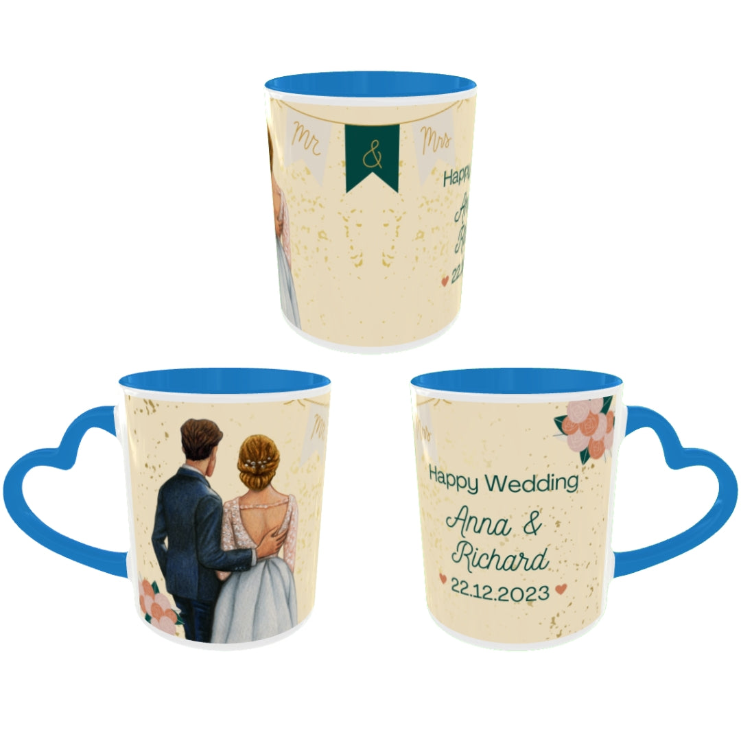 Customized Coffee Mugs in Blue ( Wedding Gift For Couple )