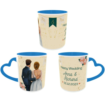 Customized Coffee Mugs in Blue ( Wedding Gift For Couple )
