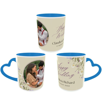 Customized Coffee Mugs in Blue ( Wedding Gift For Couple )