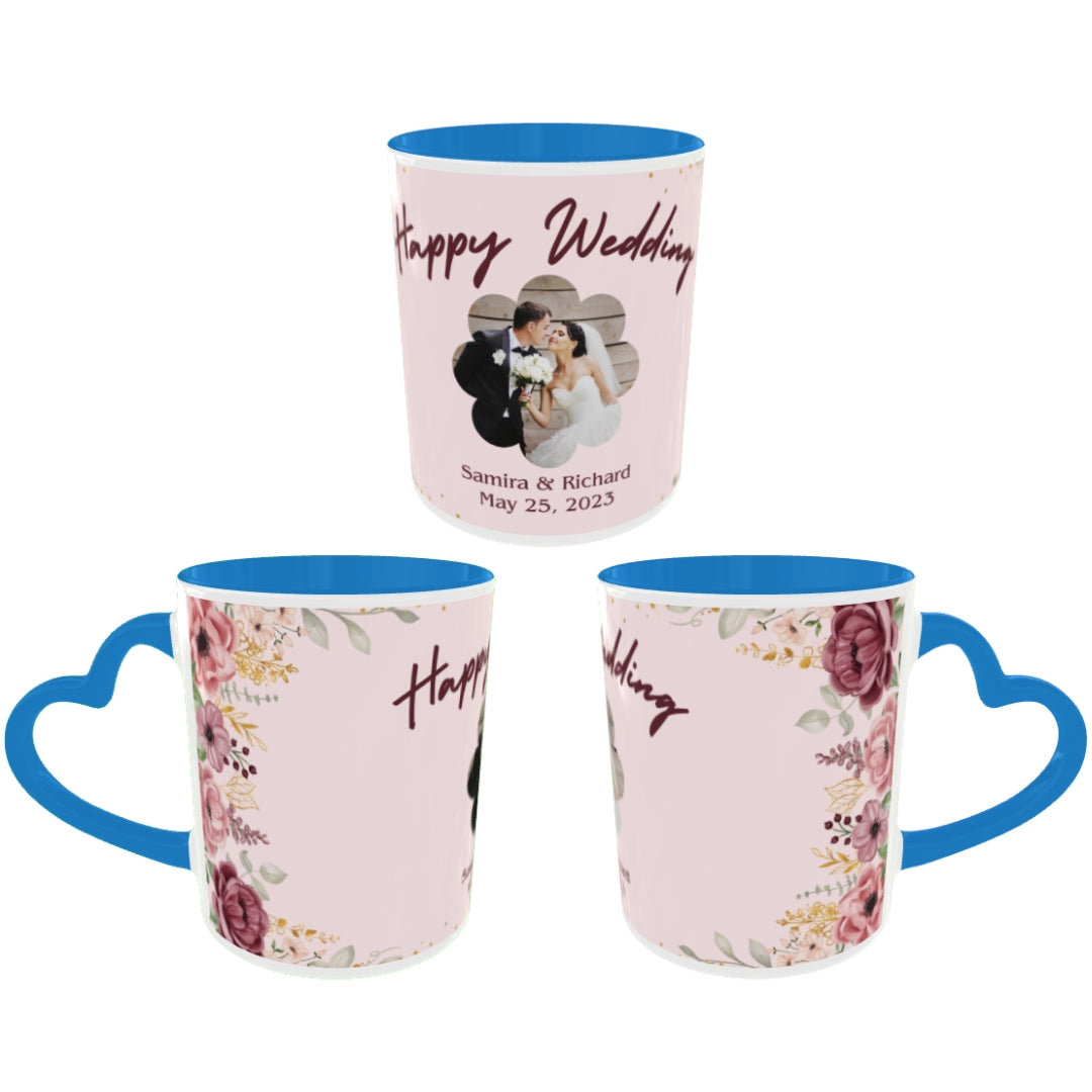 Customized Coffee Mugs in Blue ( Wedding Gift For Couple )