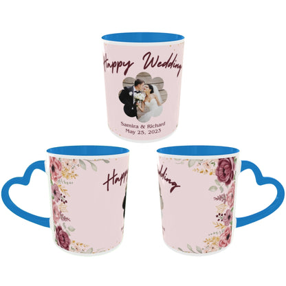 Customized Coffee Mugs in Blue ( Wedding Gift For Couple )