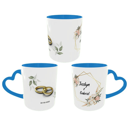 Customized Coffee Mugs in Blue ( Wedding Gift For Couple )