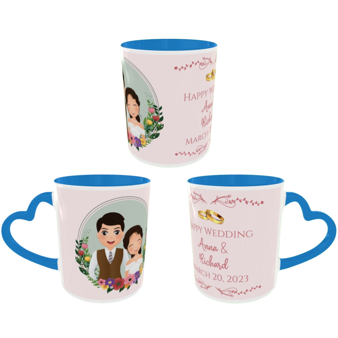 Customized Coffee Mugs in Blue ( Wedding Gift For Couple )