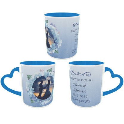 Customized Coffee Mugs in Blue ( Wedding Gift For Couple )