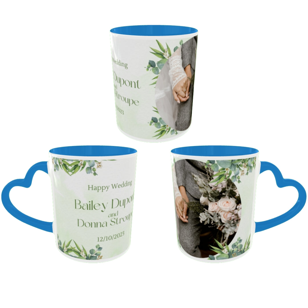 Customized Coffee Mugs in Blue ( Wedding Gift For Couple )